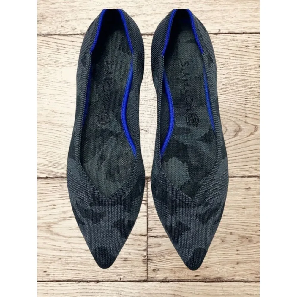 Women's dark gray‎ Camouflage Pointed-Toe Flats 11.5